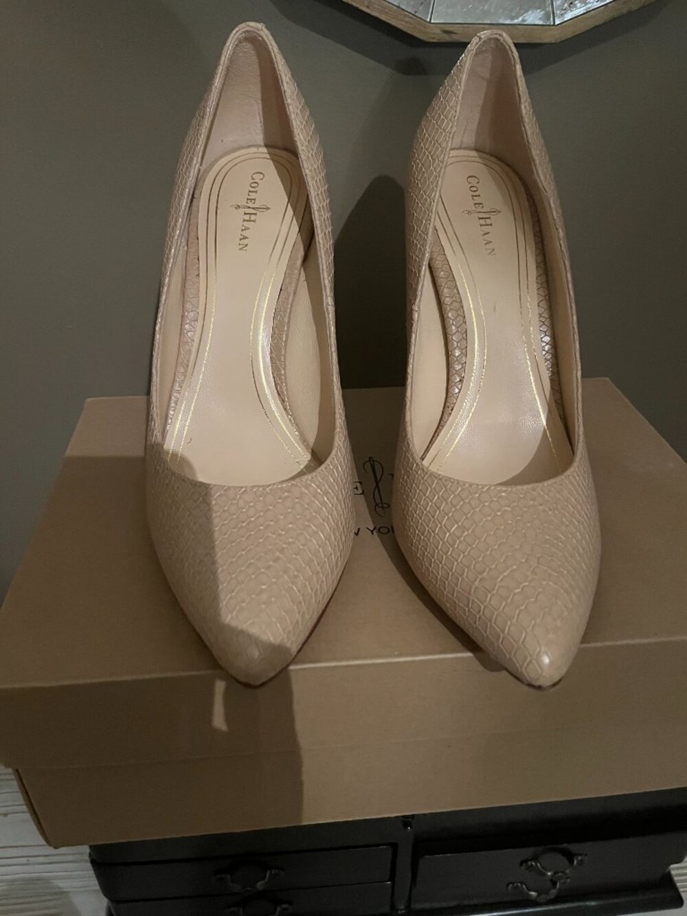 Cole Haan Snakeskin Heels; Size 8 Beige